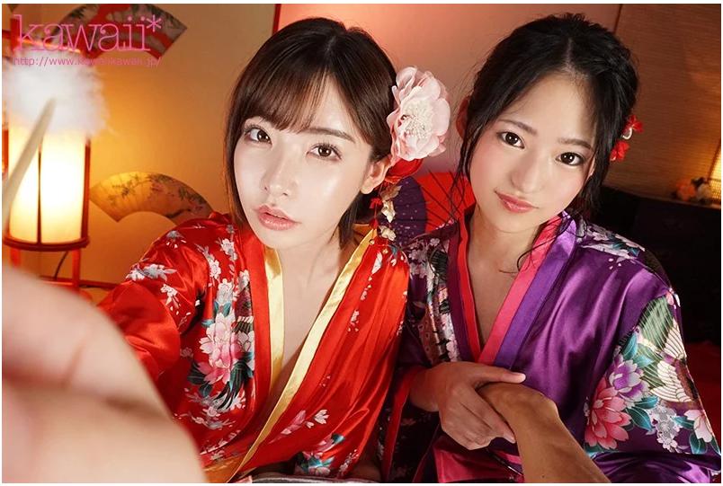 【VR×ASMR】耳舐め・キス・吐息攻めで脳トロ体験！深田えいみ＆渚みつきの花魁コス逆3P